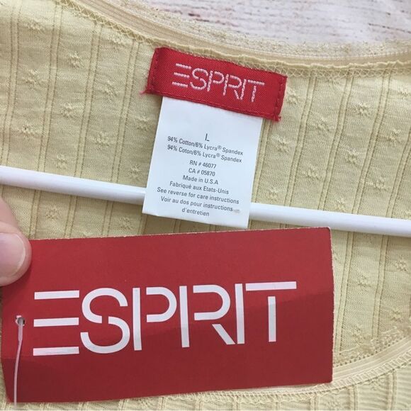 NEW WITH TAGS VINTAGE ESPRIT RIBBED STRETCH KNIT TOP IN YELLOW - Picture 4 of 5